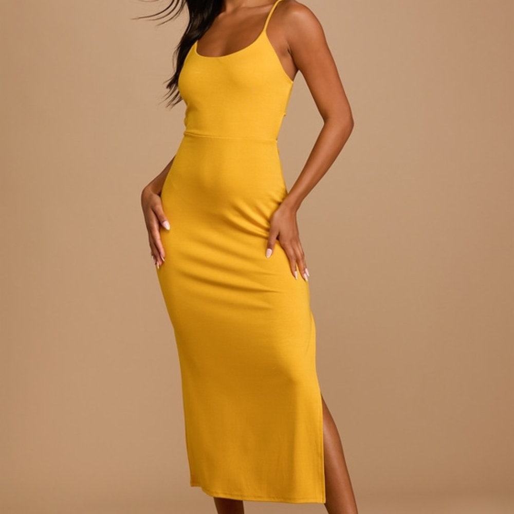 Patio Perfect Mustard Yellow Back Cutout Maxi Dress